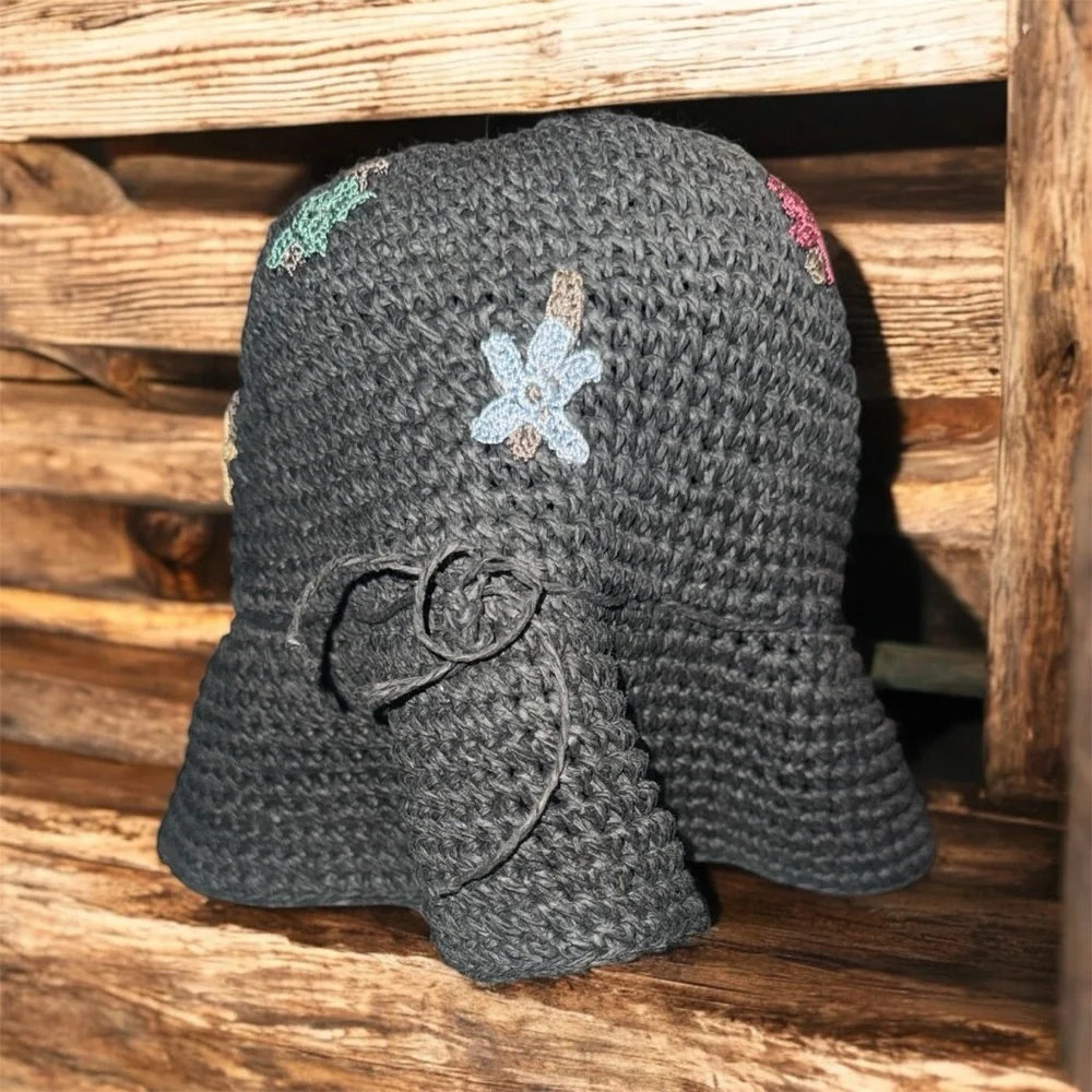 SCALA GAL charcoal gray‎ sun hat Butterflies straw cap 100% paper